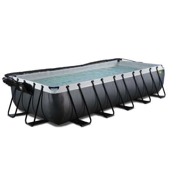 EXIT Black Leather pool 540x250x100cm med sandfilterpump och tak - svart