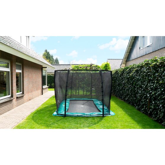 EXIT Supreme ground level trampoline 244x427cm with safety net - green