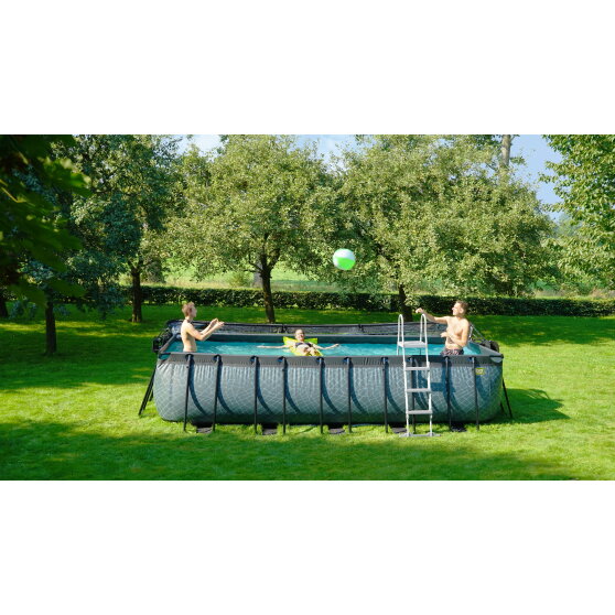 EXIT Wood pool 540x250x122cm med sandfilterpump - brun