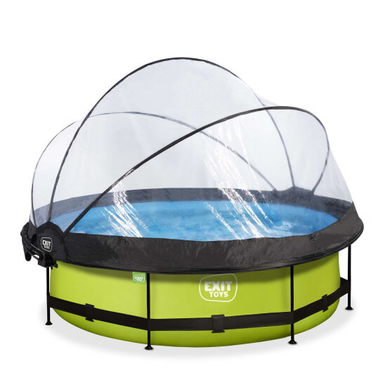 EXIT Lime pool ø300x76cm med filterpump och tak och solsegel - grön