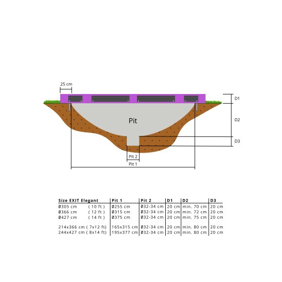 EXIT Elegant ground trampoline ø427cm with Economy safety net - purple