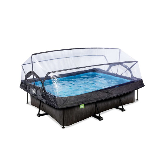EXIT Black Wood pool 220x150x65cm med filterpump och tak - svart