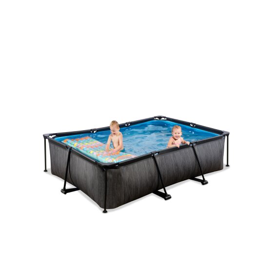 EXIT Black Wood pool 220x150x65cm med filterpump - svart