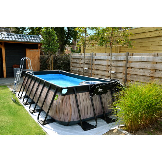 EXIT Black Leather pool 400x200x100cm med filterpump - svart