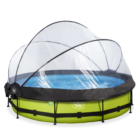 EXIT Lime pool &oslash;360x76cm med filterpump och tak och solsegel - gr&ouml;n
