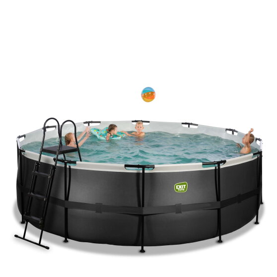 EXIT Black Leather pool ø427x122cm med filterpump - svart