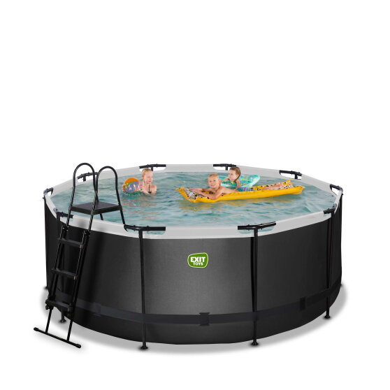 EXIT Black Leather pool &oslash;360x122cm med sandfilterpump - svart