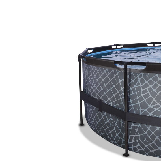 EXIT Stone pool ø450x122cm med sandfilterpump - grå
