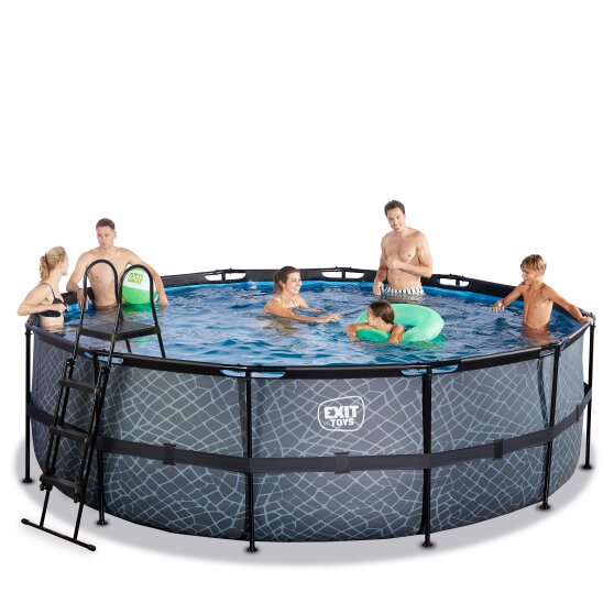EXIT Stone pool ø450x122cm med sandfilterpump - grå