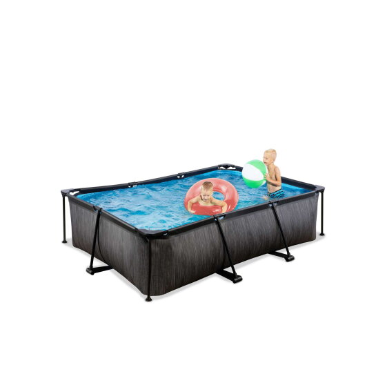 EXIT Black Wood pool 220x150x65cm med filterpump - svart