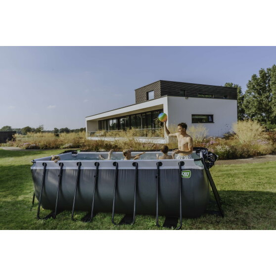 EXIT Black Leather pool 400x200x122cm med filterpump - svart