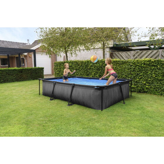EXIT Black Wood pool 300x200x65cm med filterpump - svart