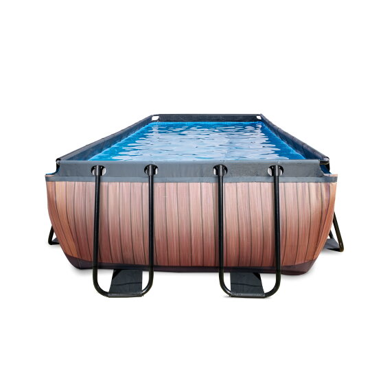 EXIT Wood pool 540x250x100cm med sandfilterpump - brun