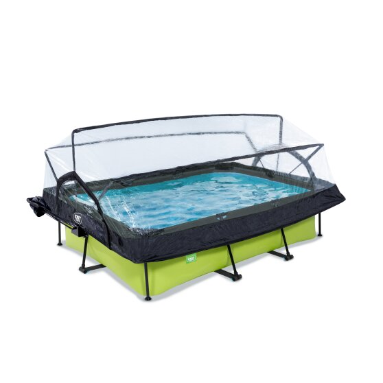 EXIT Lime pool 220x150x65cm med filterpump och tak och solsegel - grön