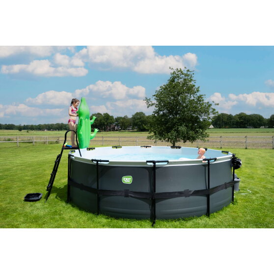EXIT Black Leather pool &oslash;450x122cm med sandfilterpump - svart