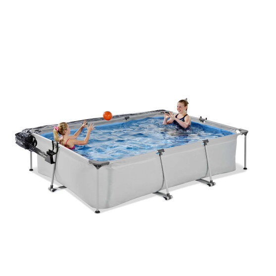 EXIT Soft Grey pool 300x200x65cm med filterpump och tak - gr&aring;