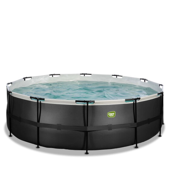 EXIT Black Leather pool &oslash;450x122cm med sandfilterpump - svart
