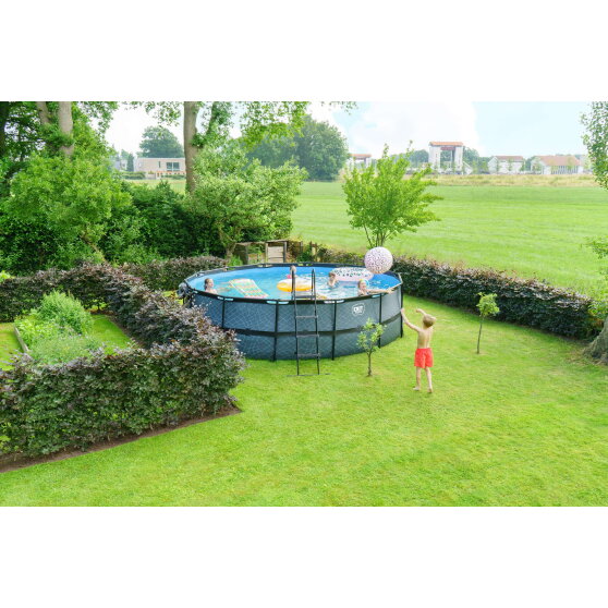 EXIT Stone pool ø488x122cm med filterpump - grå