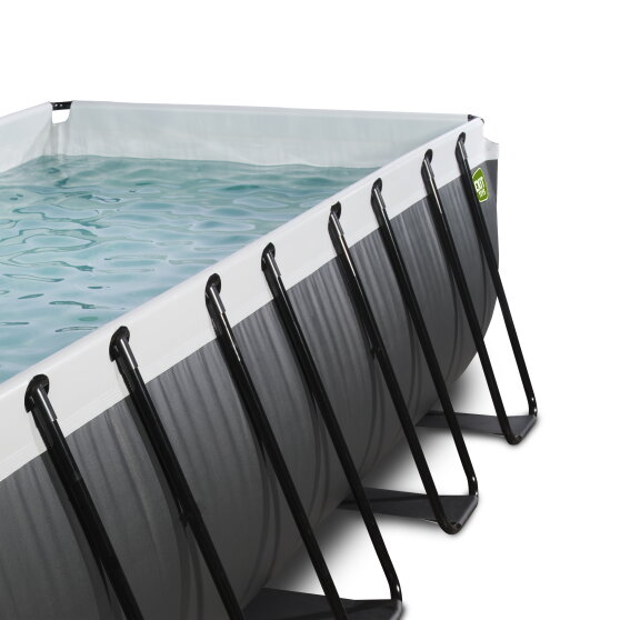 EXIT Black Leather pool 400x200x100cm med sandfilterpump och tak - svart