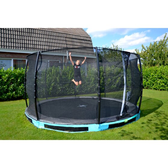 EXIT Elegant ground trampoline ø366cm with Economy safety net - blue