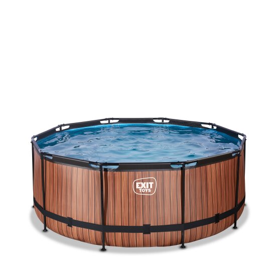 EXIT Wood pool ø360x122cm med sandfilterpump - brun