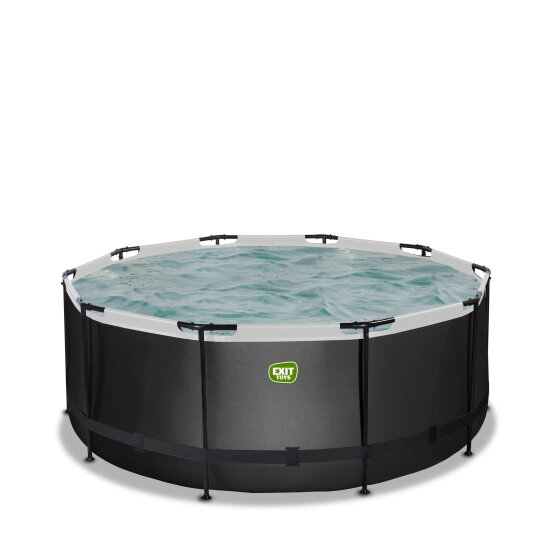 EXIT Black Leather pool ø360x122cm med filterpump - svart