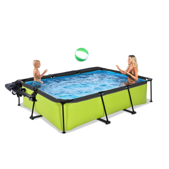 EXIT Lime pool 300x200x65cm med filterpump och tak och solsegel - gr&ouml;n