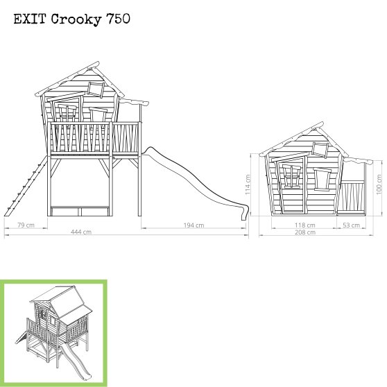 EXIT Crooky 750 wooden playhouse - grey-beige