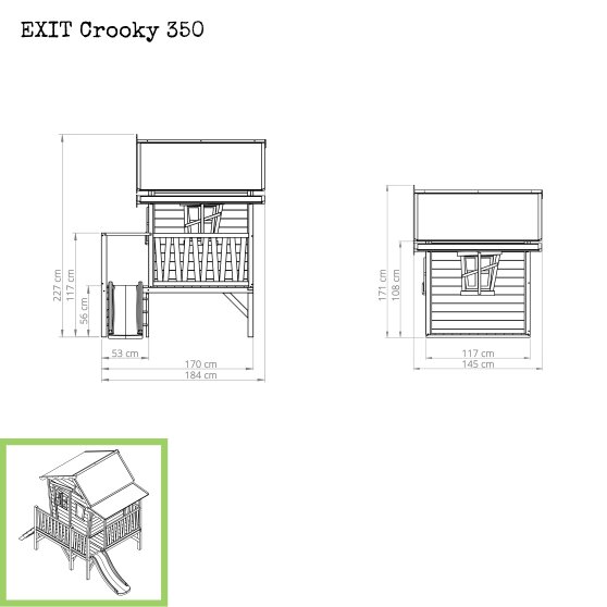 EXIT Crooky 350 lekstuga av trä - gråbeige