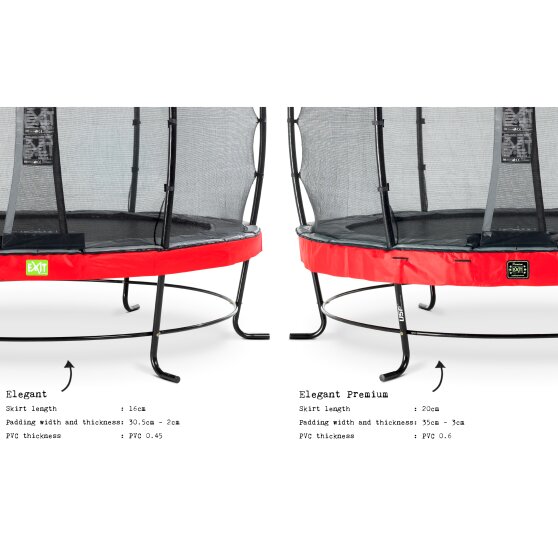 EXIT Elegant Premium trampoline ø253cm with Deluxe safetynet - red