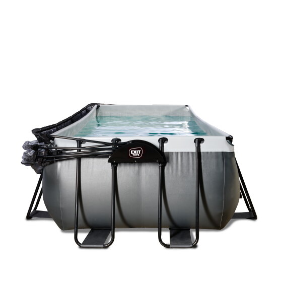 EXIT Black Leather pool 400x200x122cm med sandfilterpump och tak och tillbehörsset - svart