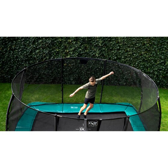 EXIT Supreme ground level trampoline 244x427cm with safety net - green