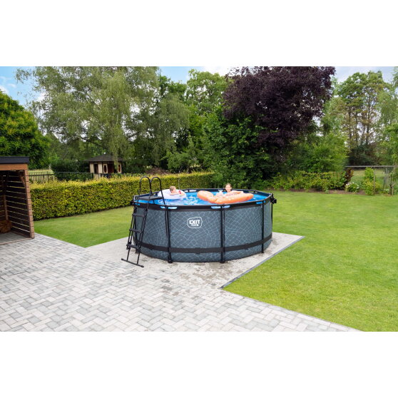 EXIT Wood pool &oslash;360x122cm med sandfilterpump - brun