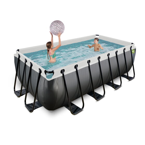 EXIT Black Leather pool 400x200x122cm med sandfilterpump - svart