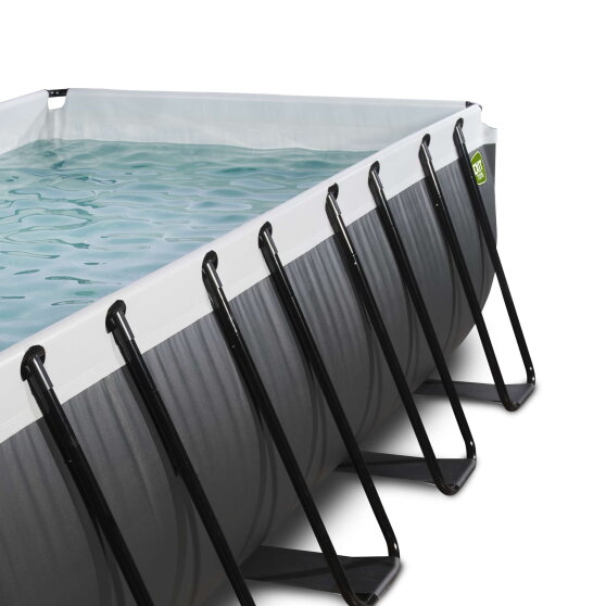 EXIT Black Leather pool 400x200x122cm med filterpump - svart