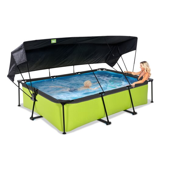 EXIT Lime pool 300x200x65cm med filterpump och solsegel - grön