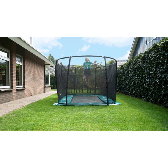 EXIT Supreme ground level trampoline 214x366cm with safety net - green