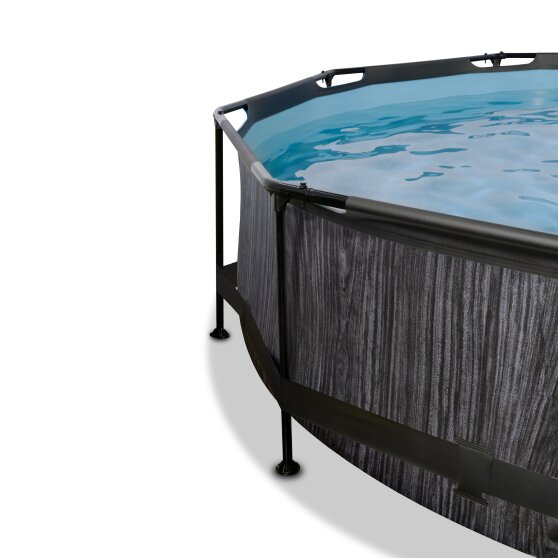 EXIT Black Wood pool ø300x76cm med filterpump - svart
