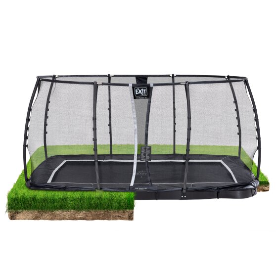 EXIT Supreme ground level trampoline 244x427cm with safety net - black