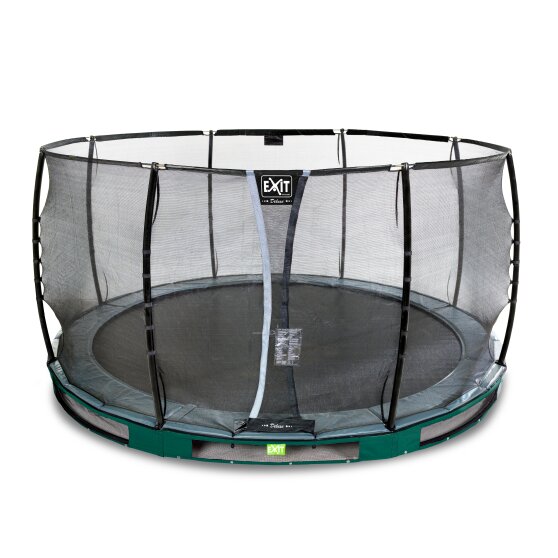 EXIT Elegant Premium ground trampoline ø427cm with Deluxe safety net - green