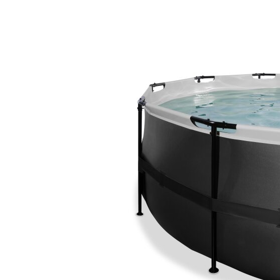 EXIT Black Leather pool ø450x122cm med sandfilterpump och tak och tillbehörsset - svart