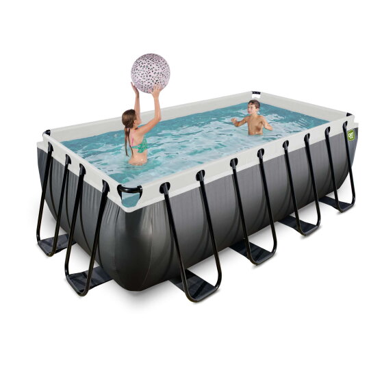 EXIT Black Leather pool 400x200x122cm med filterpump - svart