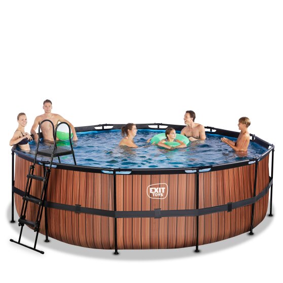 EXIT Wood pool ø450x122cm med sandfilterpump - brun