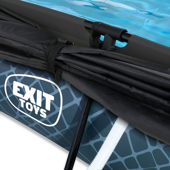 EXIT Stone pool 300x200x65cm med filterpump och solsegel - grå