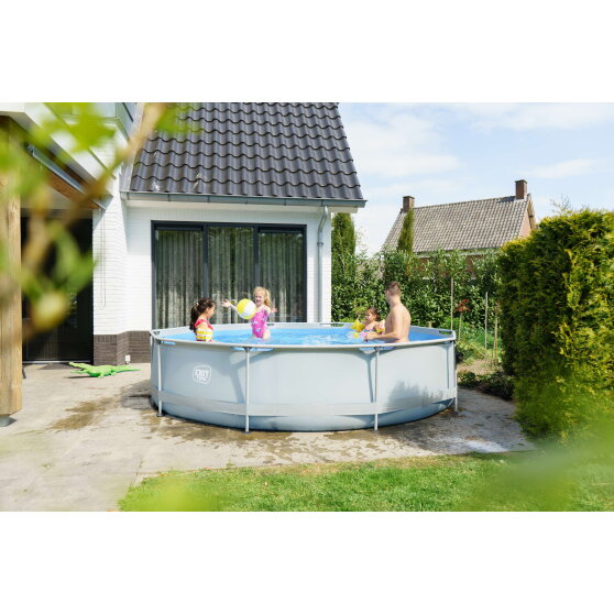 EXIT Soft Grey pool ø360x76cm med filterpump - grå
