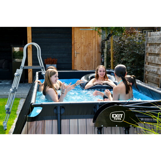 EXIT Black Leather pool 400x200x100cm med sandfilterpump - svart