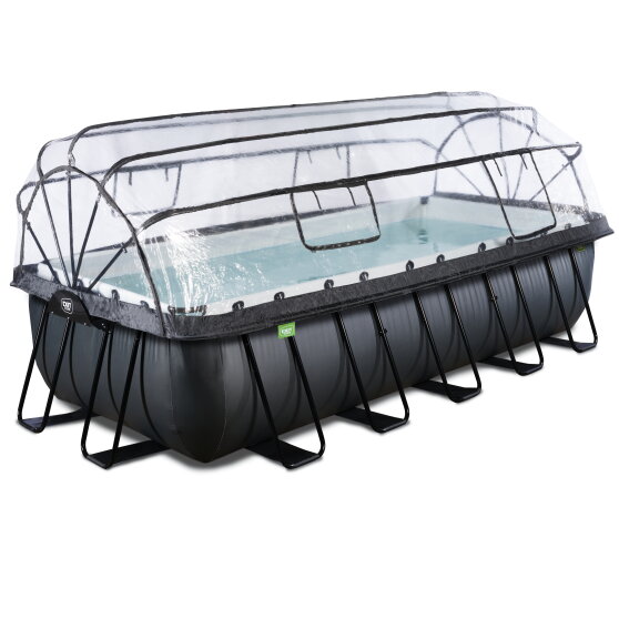 EXIT Black Leather pool 540x250x122cm med sandfilterpump och tak - svart