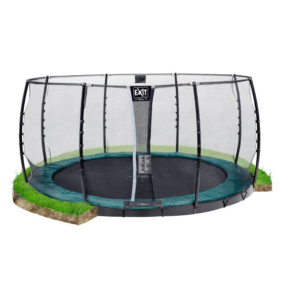 EXIT Supreme ground level trampoline ø427cm with safety net - green