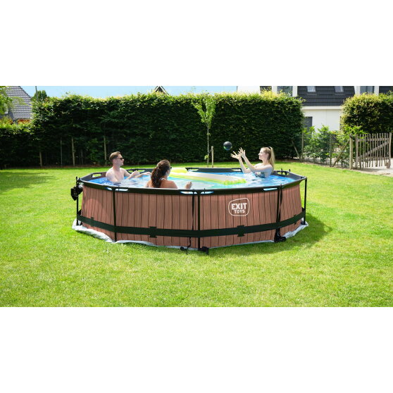 EXIT Lime pool ø360x76cm med filterpump och tak - grön