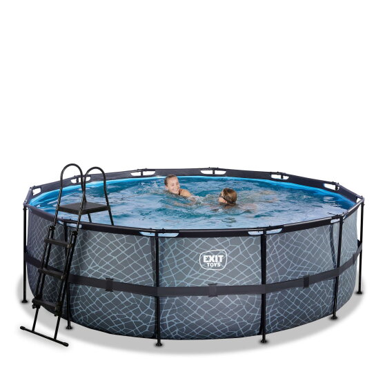 EXIT Stone pool &oslash;427x122cm med sandfilterpump - gr&aring;